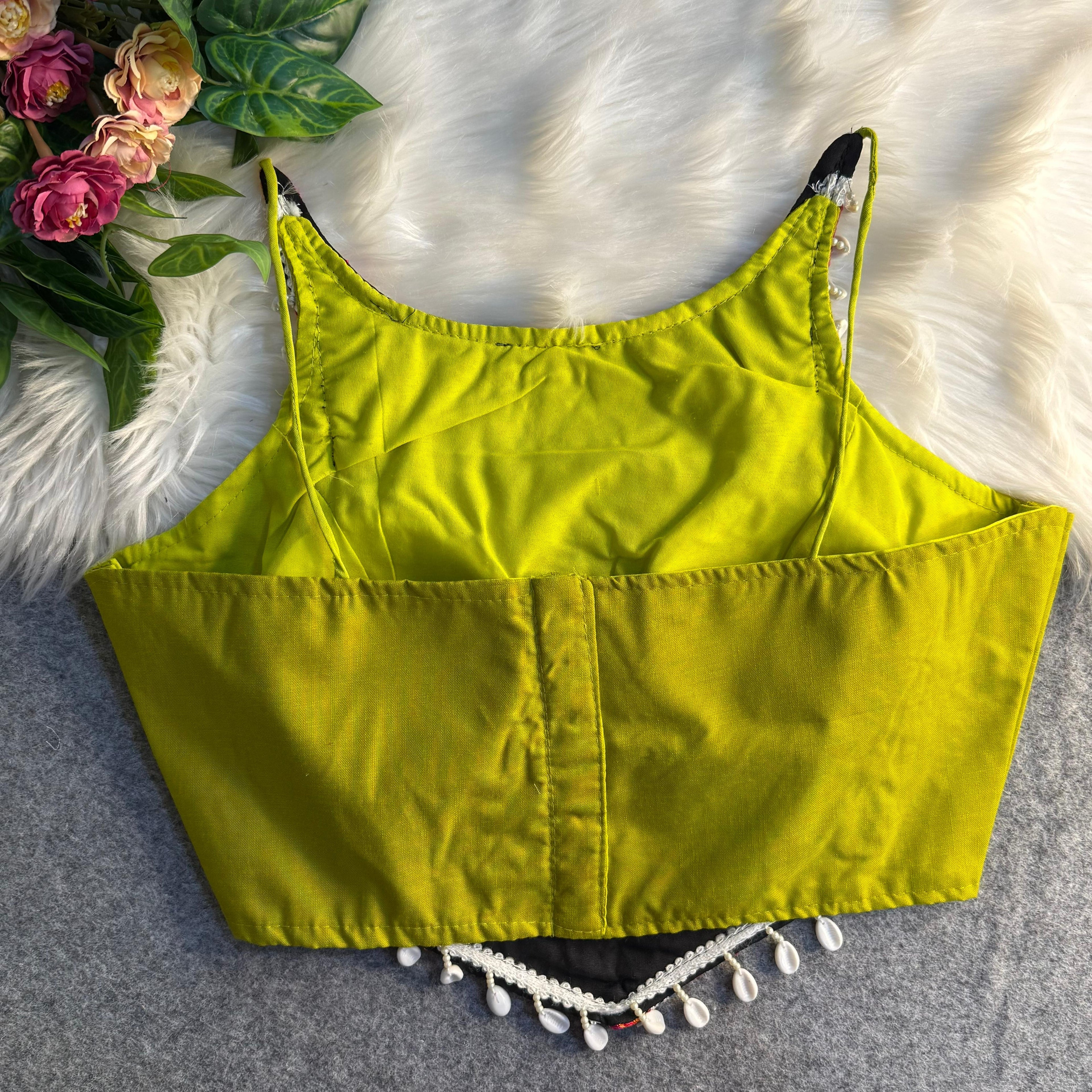 SPAGHETTI STYLE REAL SHELL BLOUSE WORK