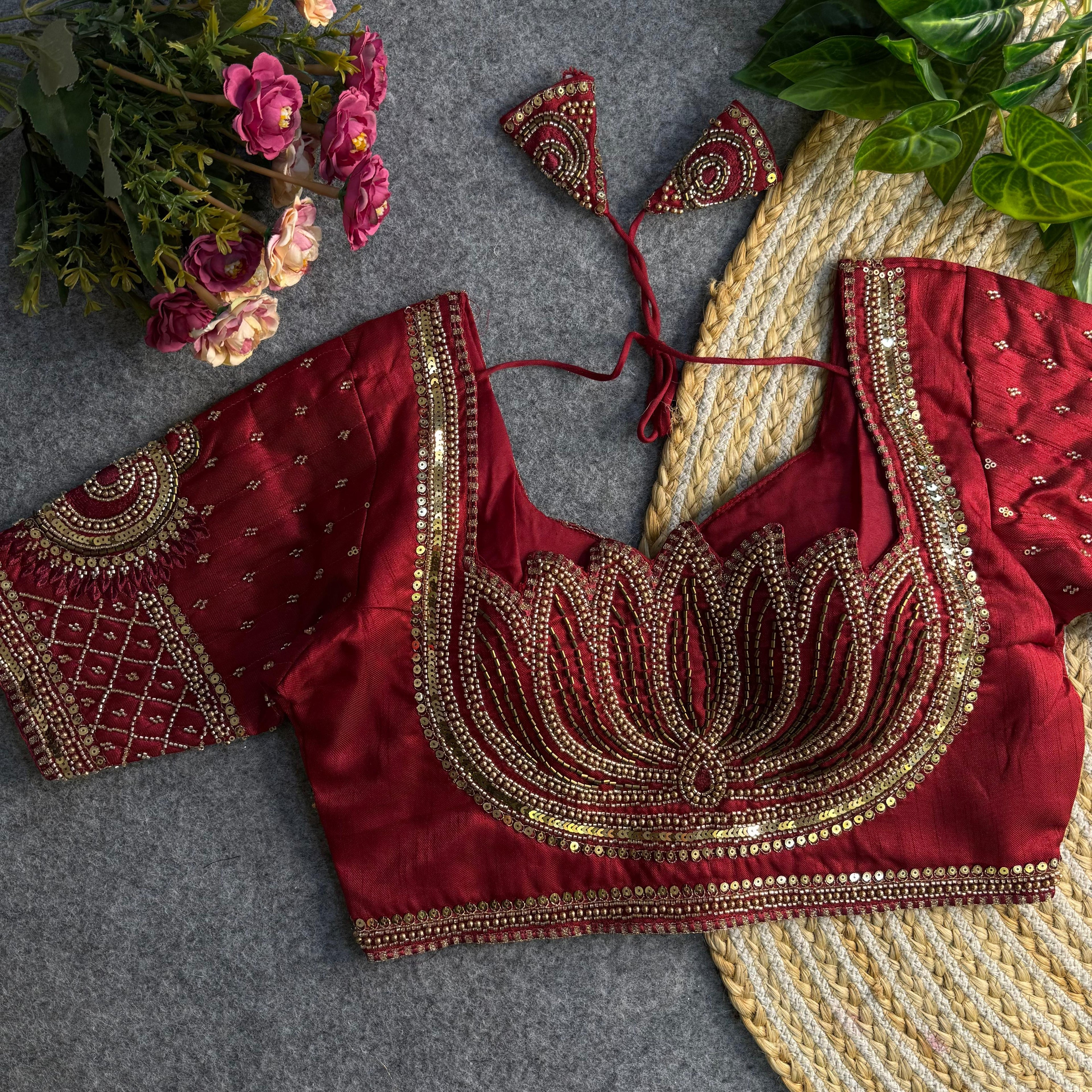 Italian Silk Blouse with Heavy Beads and Sequence Work