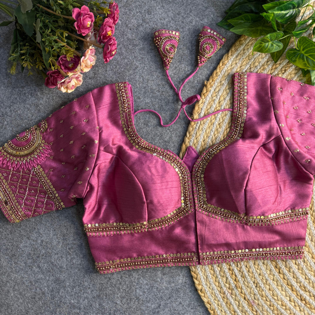 Italian Silk Blouse with Heavy Beads and Sequence Work