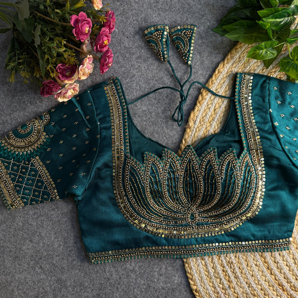 Italian Silk Blouse with Heavy Beads and Sequence Work