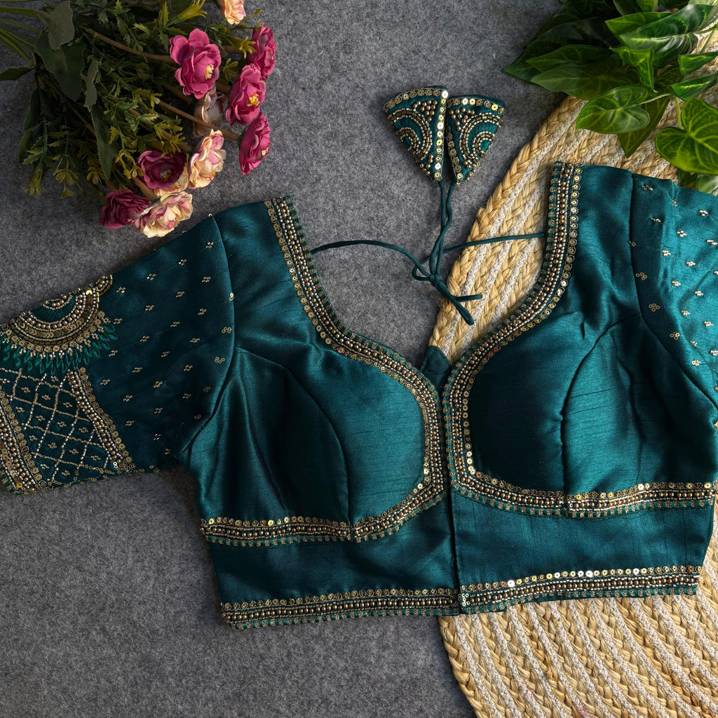 Italian Silk Blouse with Heavy Beads and Sequence Work