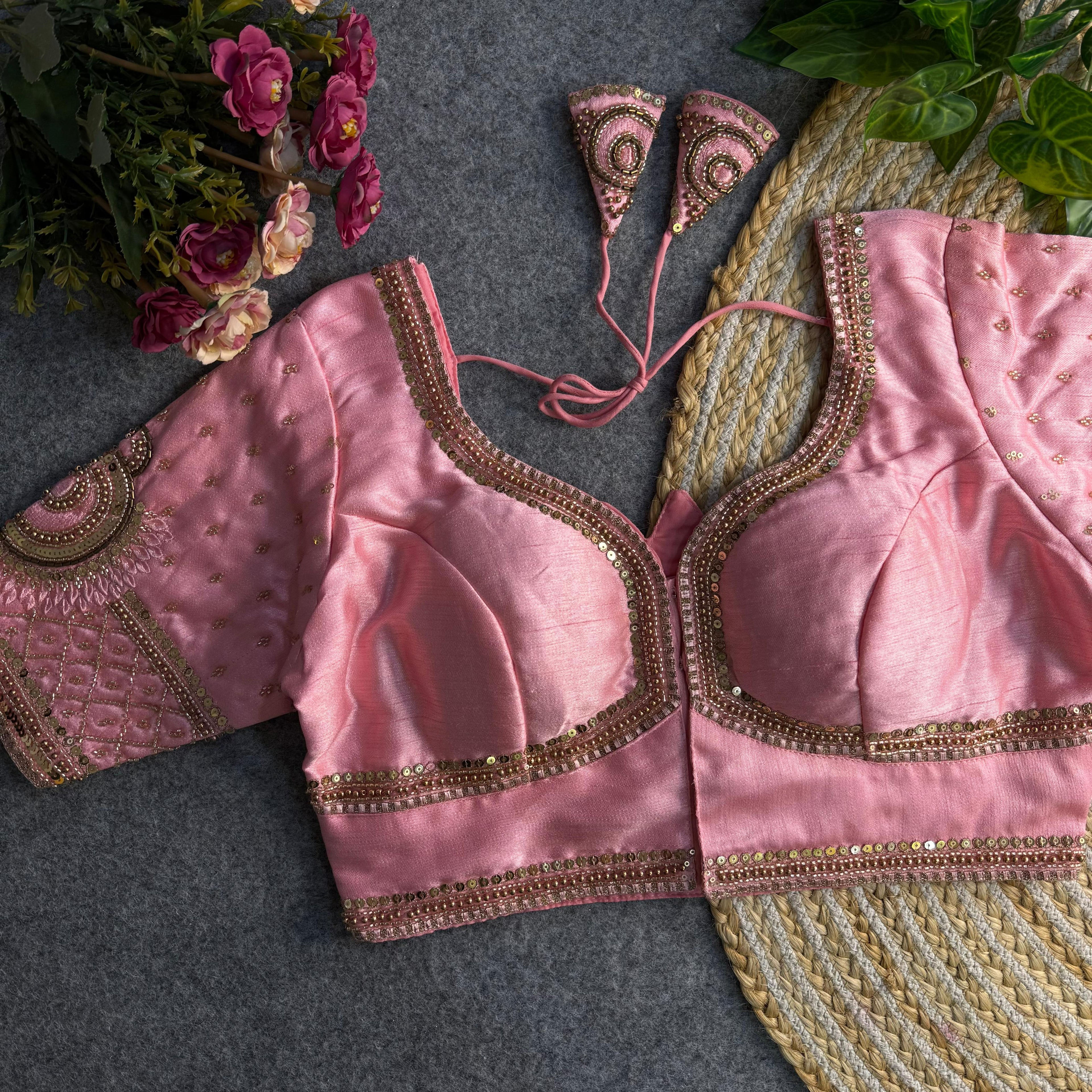 Italian Silk Blouse with Heavy Beads and Sequence Work