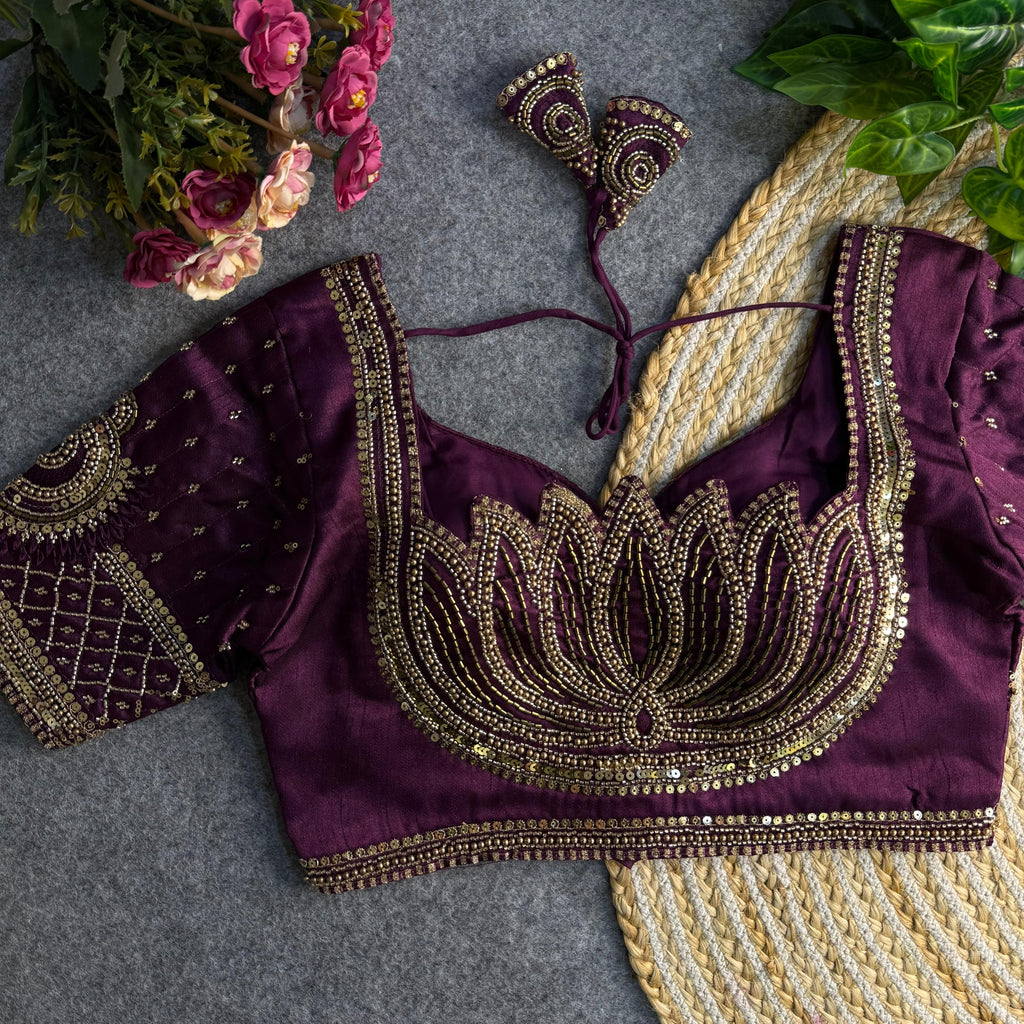 Italian Silk Blouse with Heavy Beads and Sequence Work