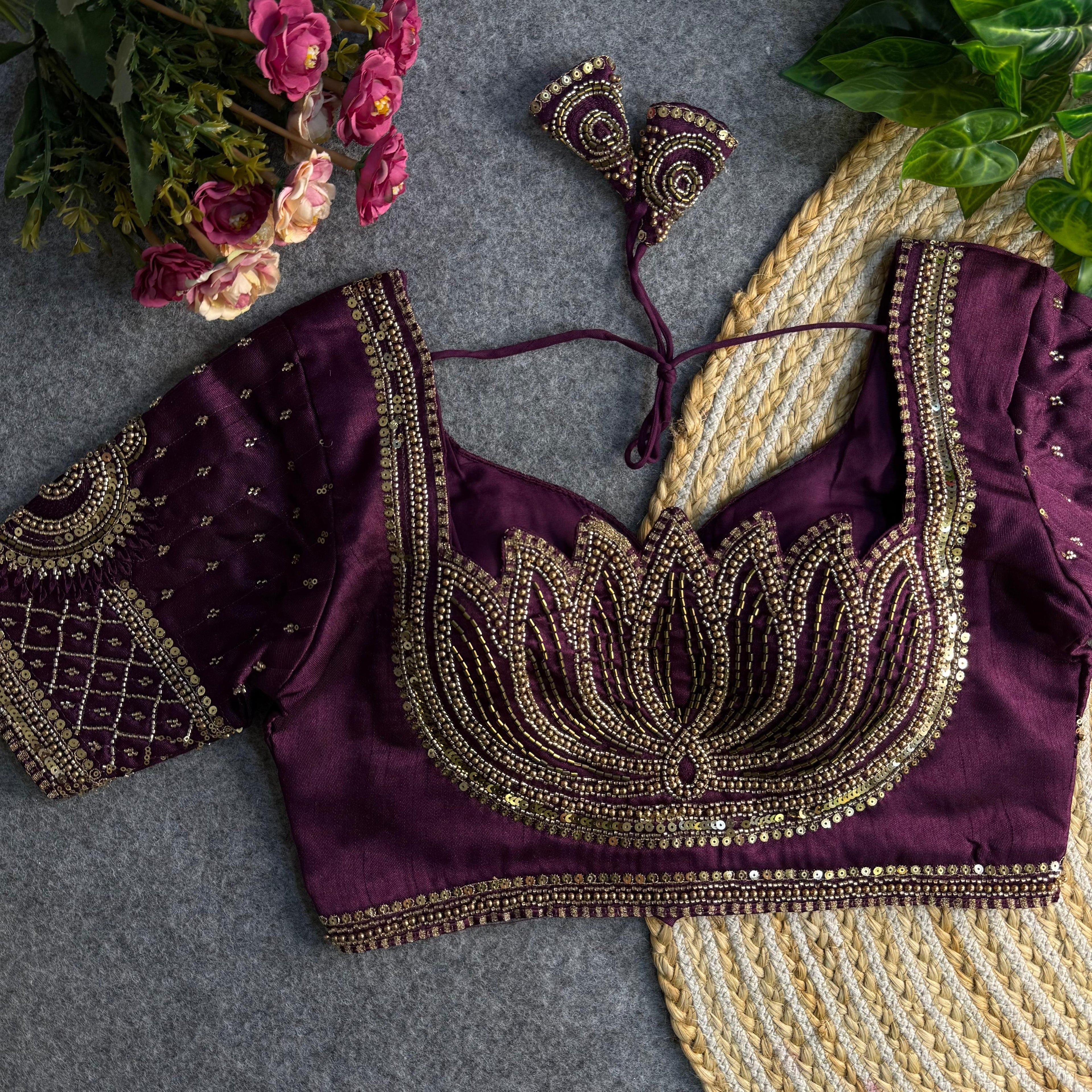 Italian Silk Blouse with Heavy Beads and Sequence Work