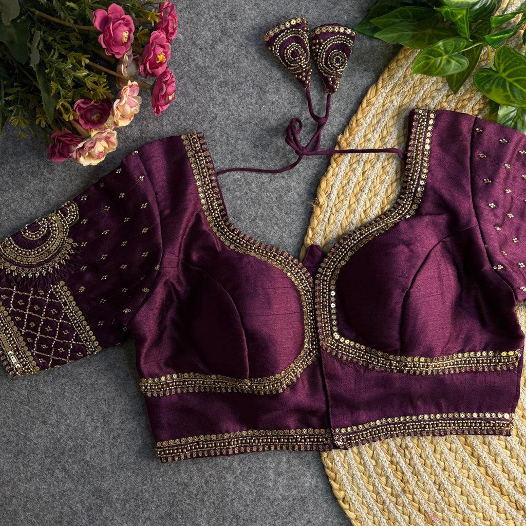 Italian Silk Blouse with Heavy Beads and Sequence Work