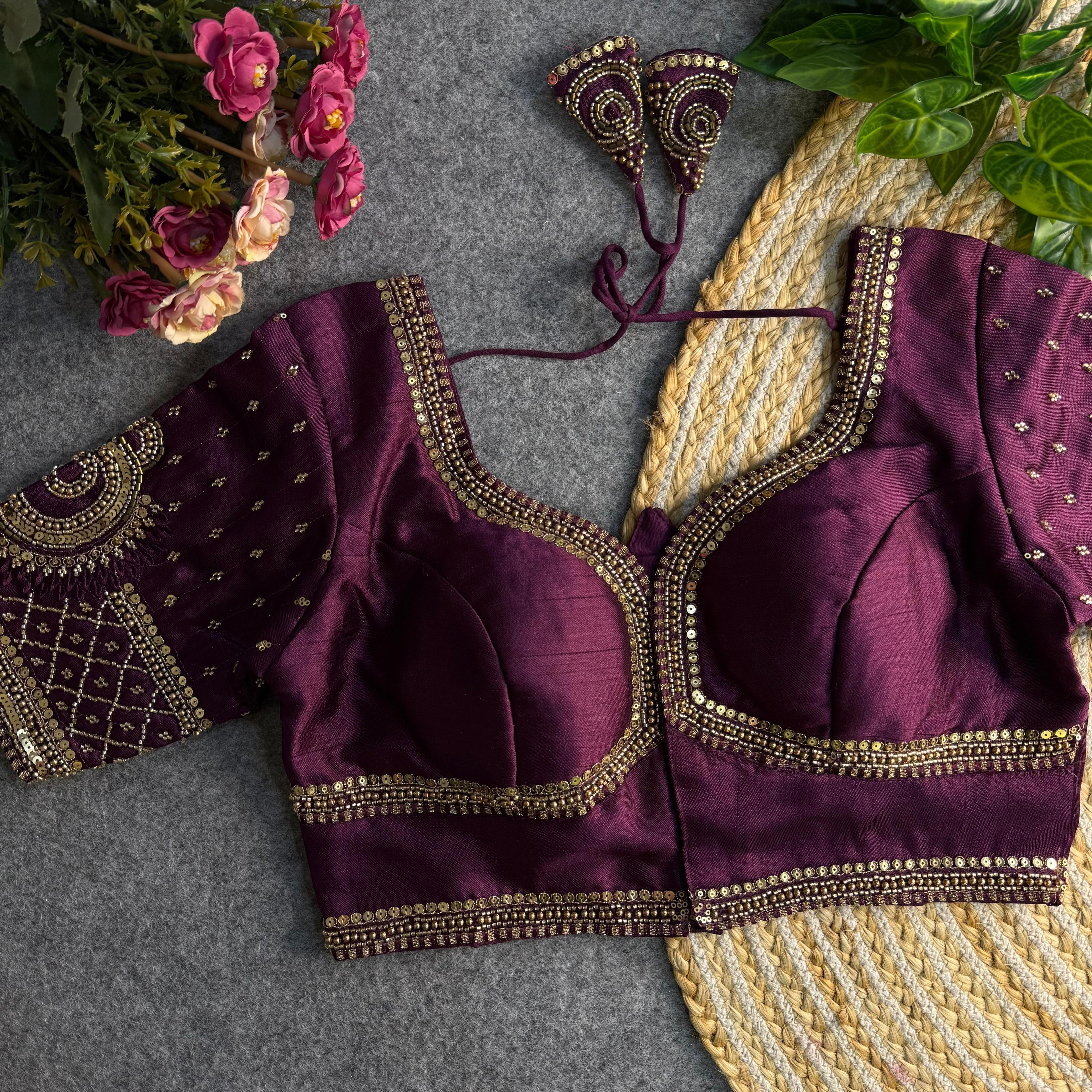 Italian Silk Blouse with Heavy Beads and Sequence Work