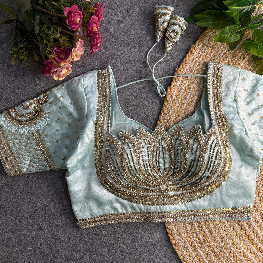 Italian Silk Blouse with Heavy Beads and Sequence Work