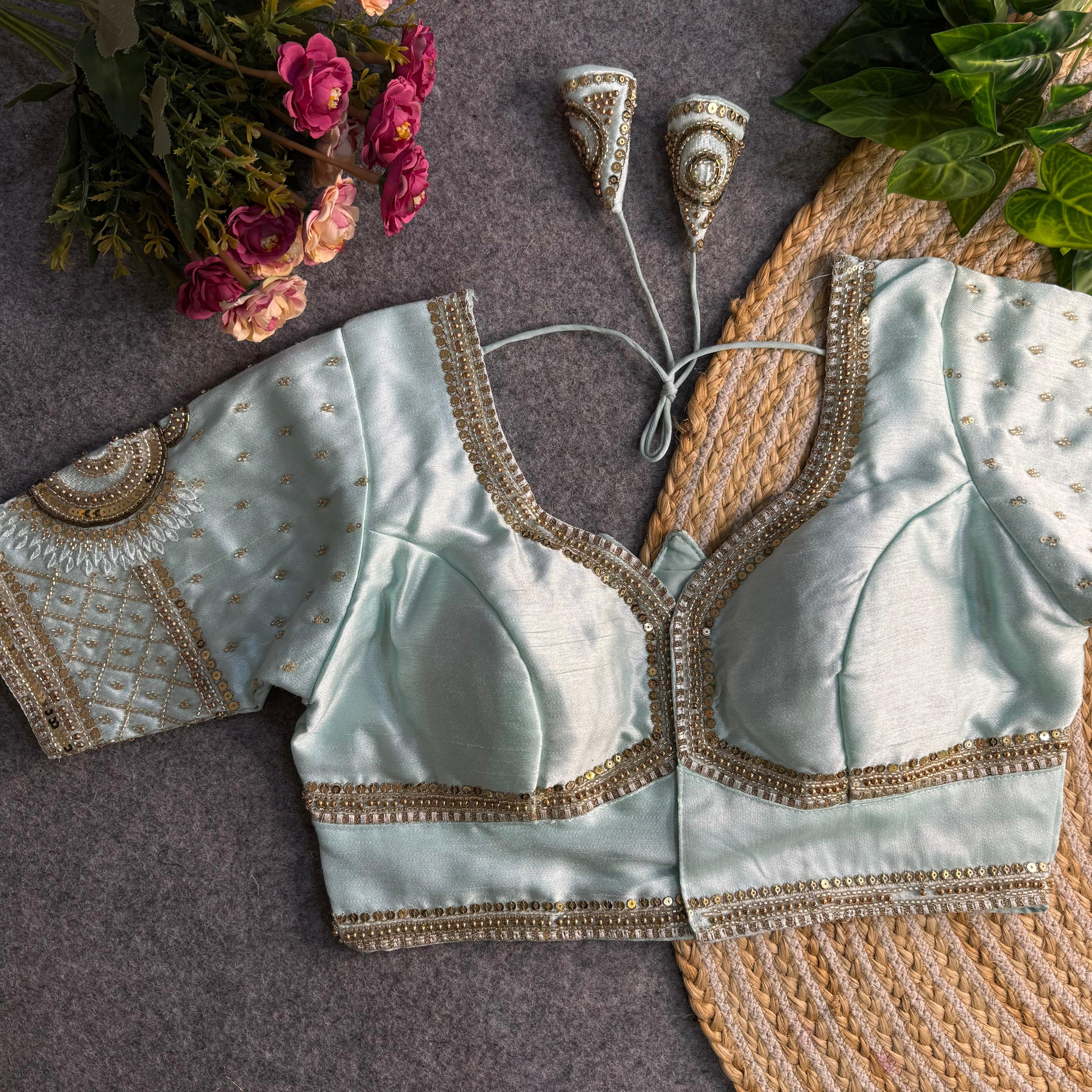 Italian Silk Blouse with Heavy Beads and Sequence Work