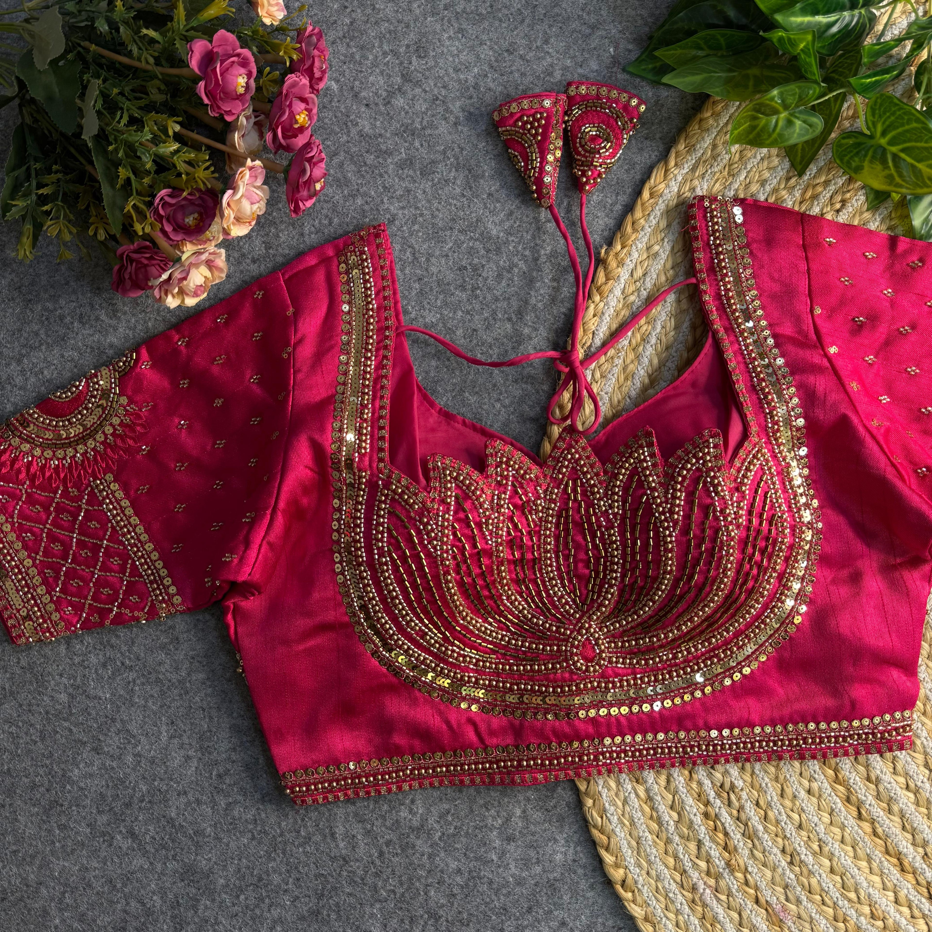 Italian Silk Blouse with Heavy Beads and Sequence Work