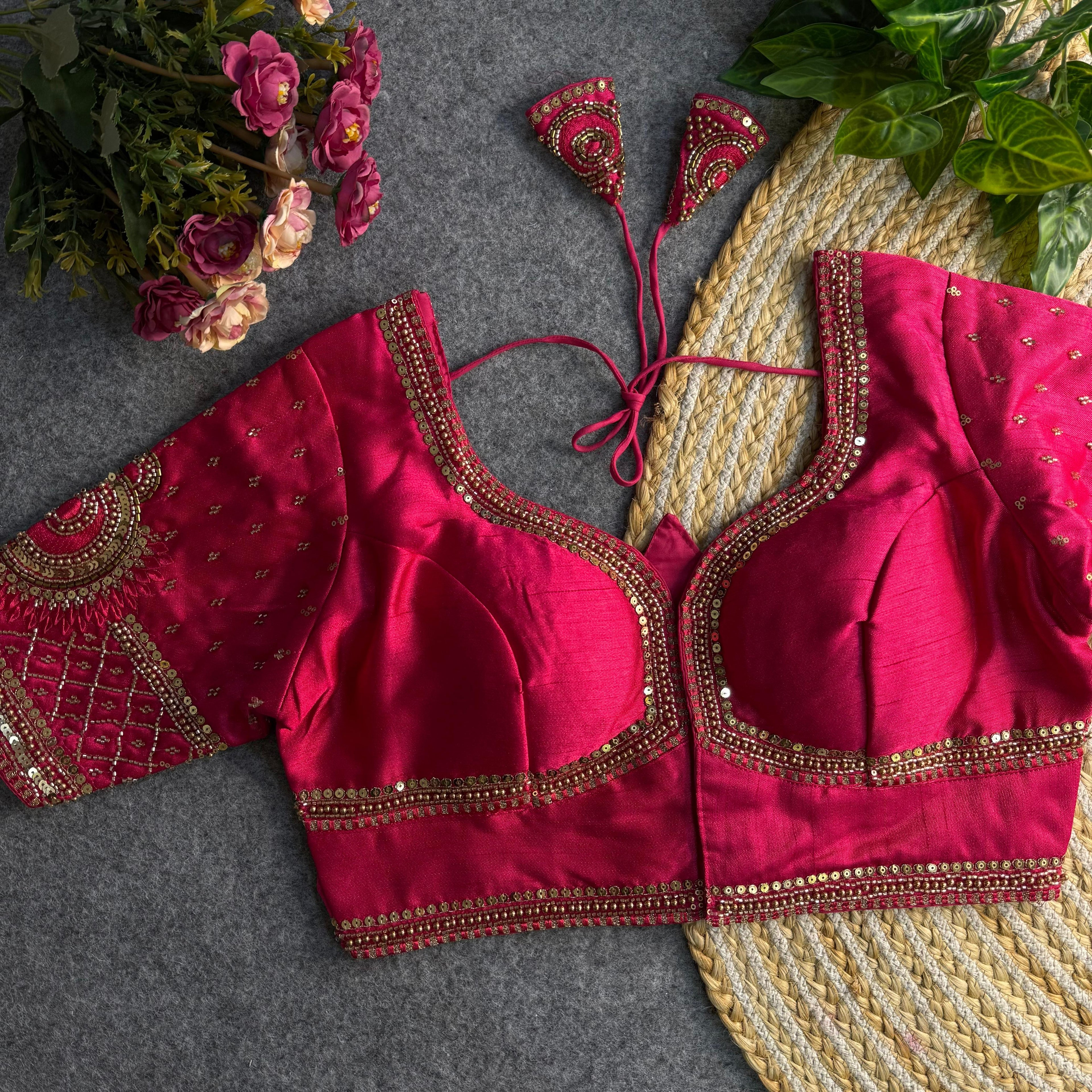 Italian Silk Blouse with Heavy Beads and Sequence Work