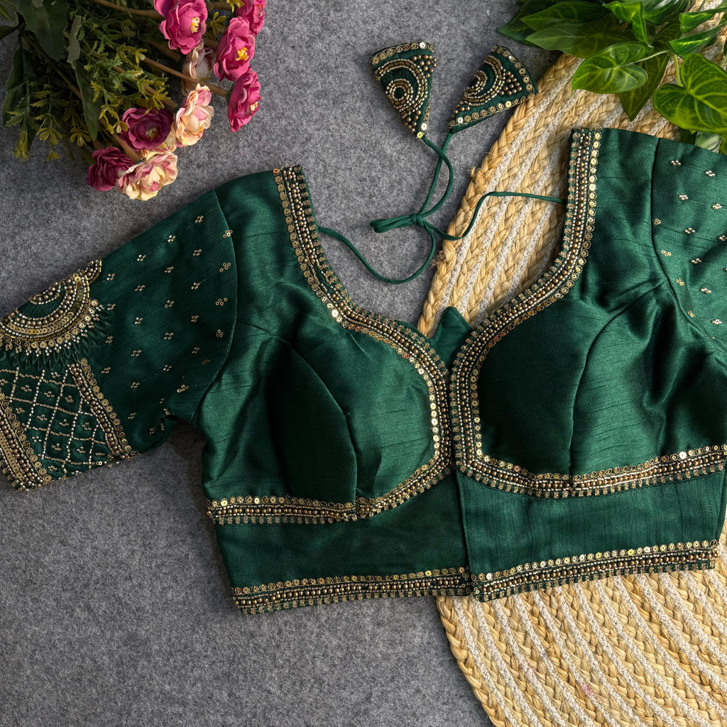Italian Silk Blouse with Heavy Beads and Sequence Work