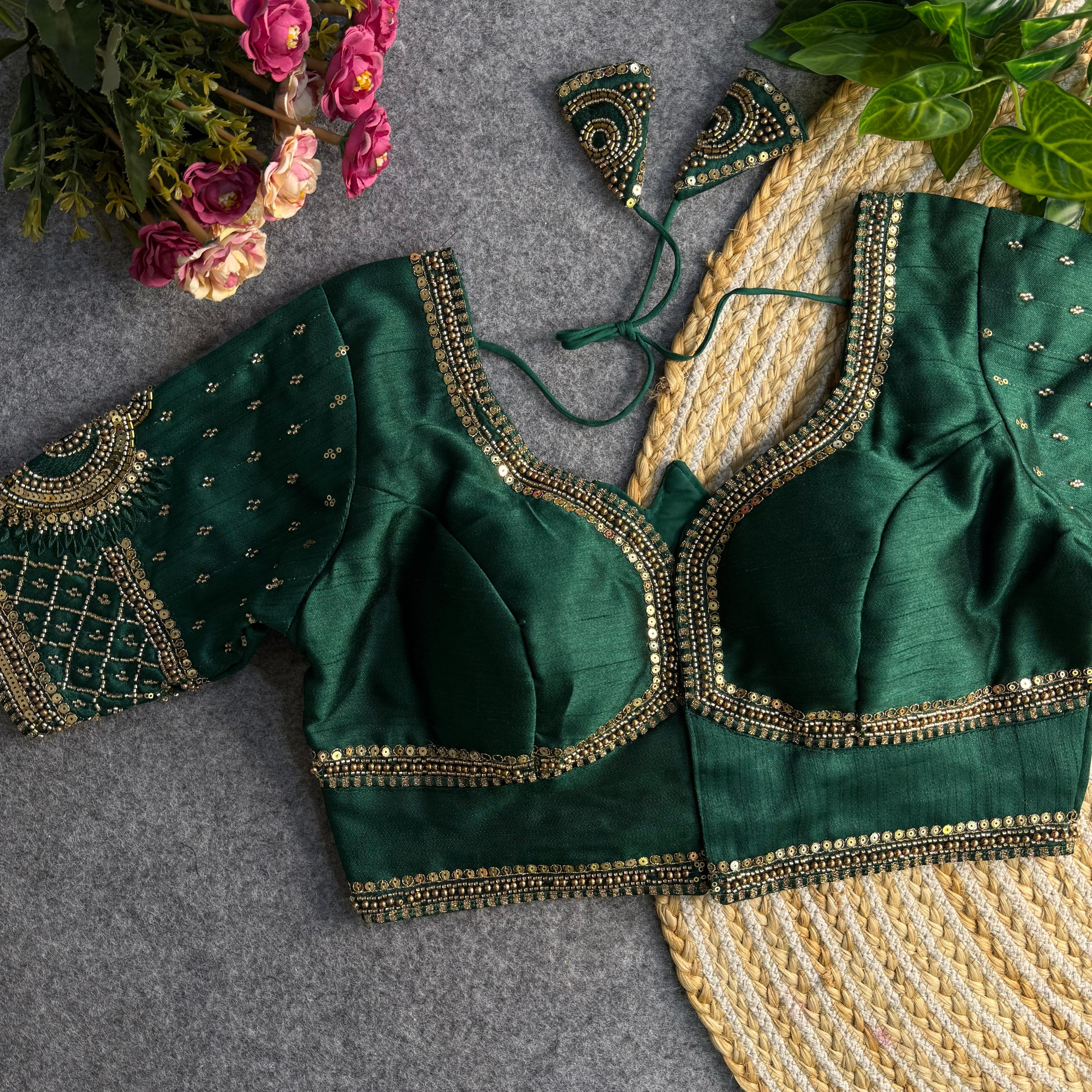 Italian Silk Blouse with Heavy Beads and Sequence Work