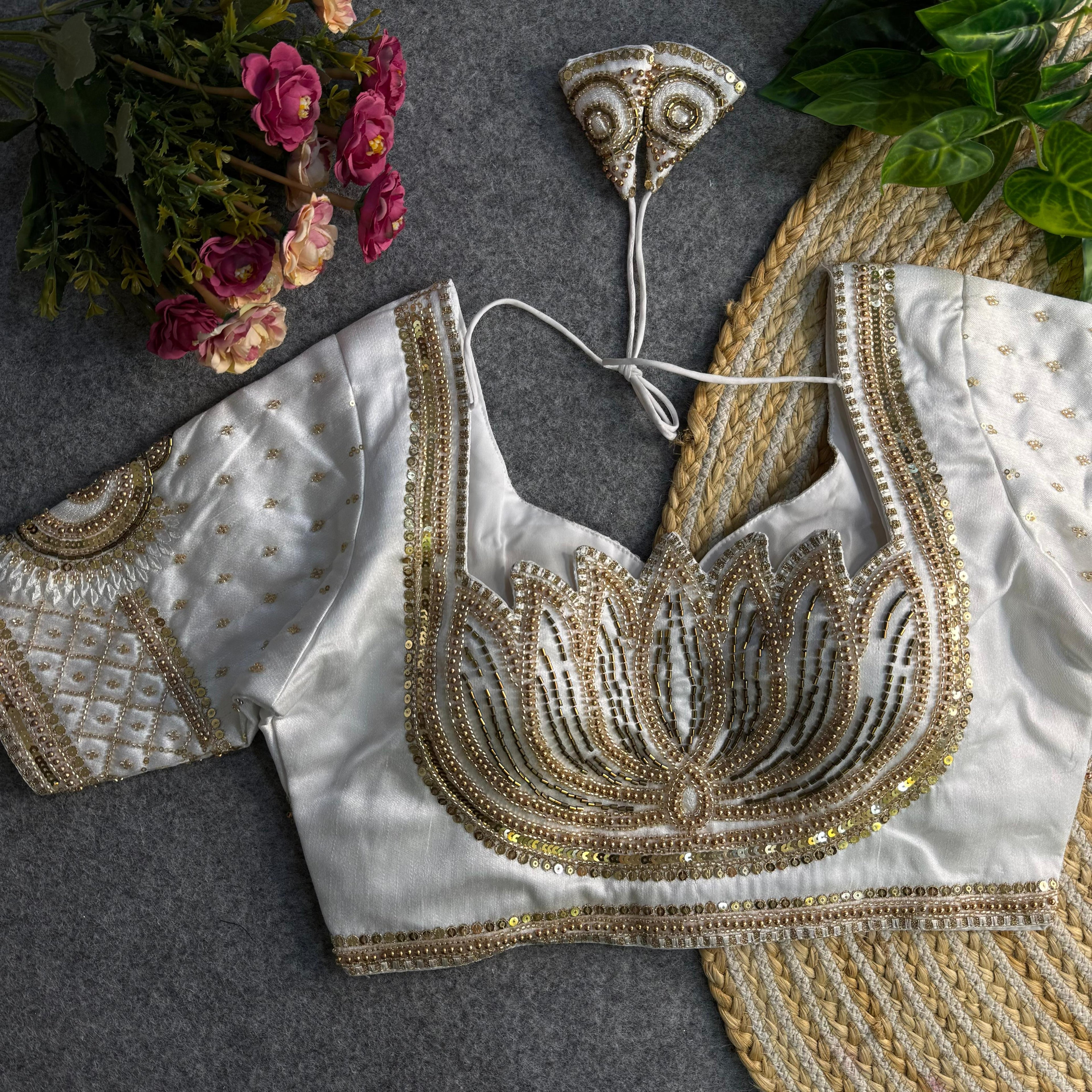 Italian Silk Blouse with Heavy Beads and Sequence Work