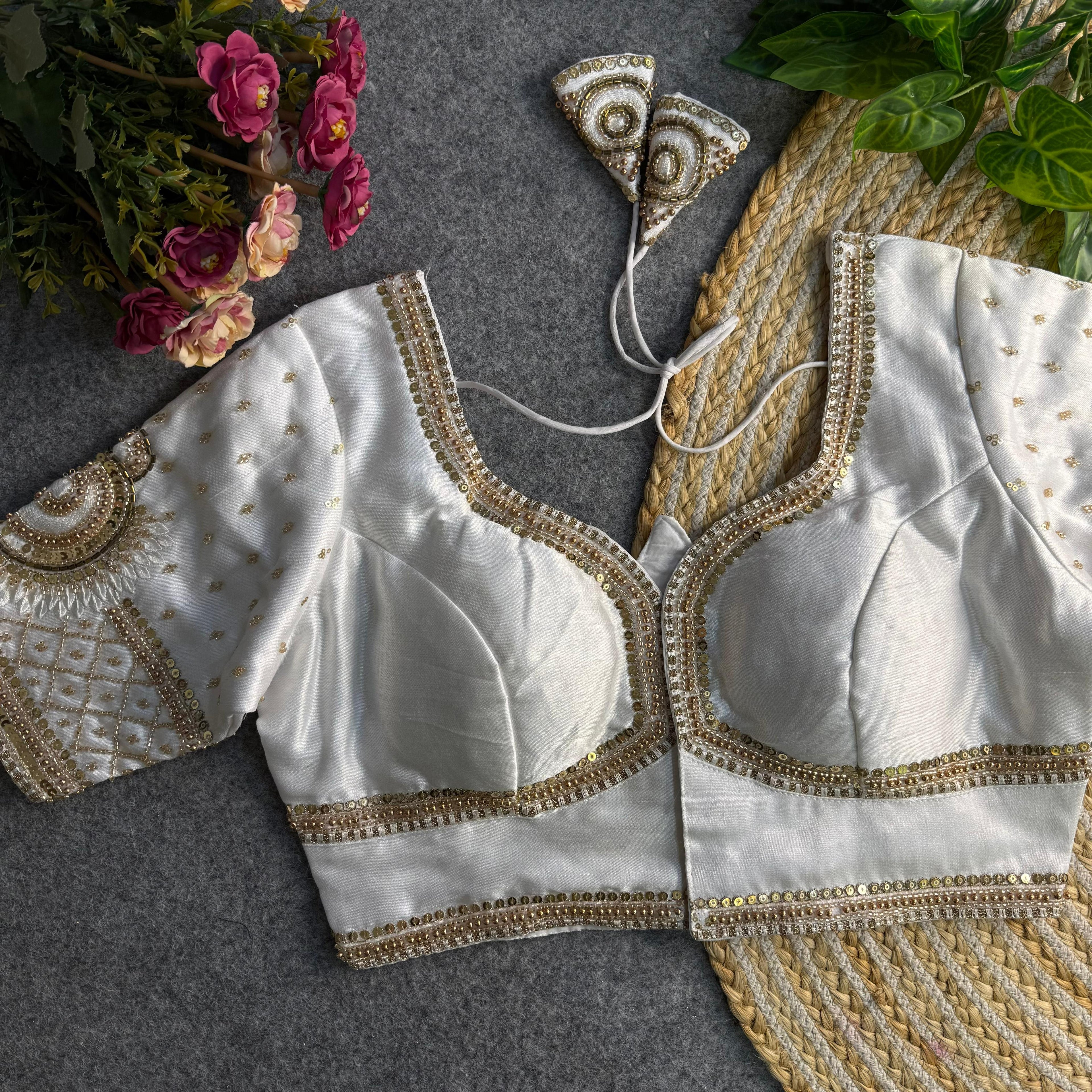 Italian Silk Blouse with Heavy Beads and Sequence Work