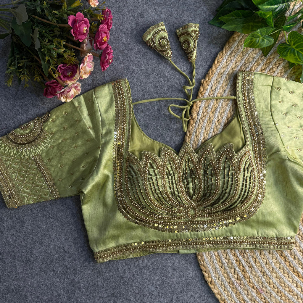 Italian Silk Blouse with Heavy Beads and Sequence Work