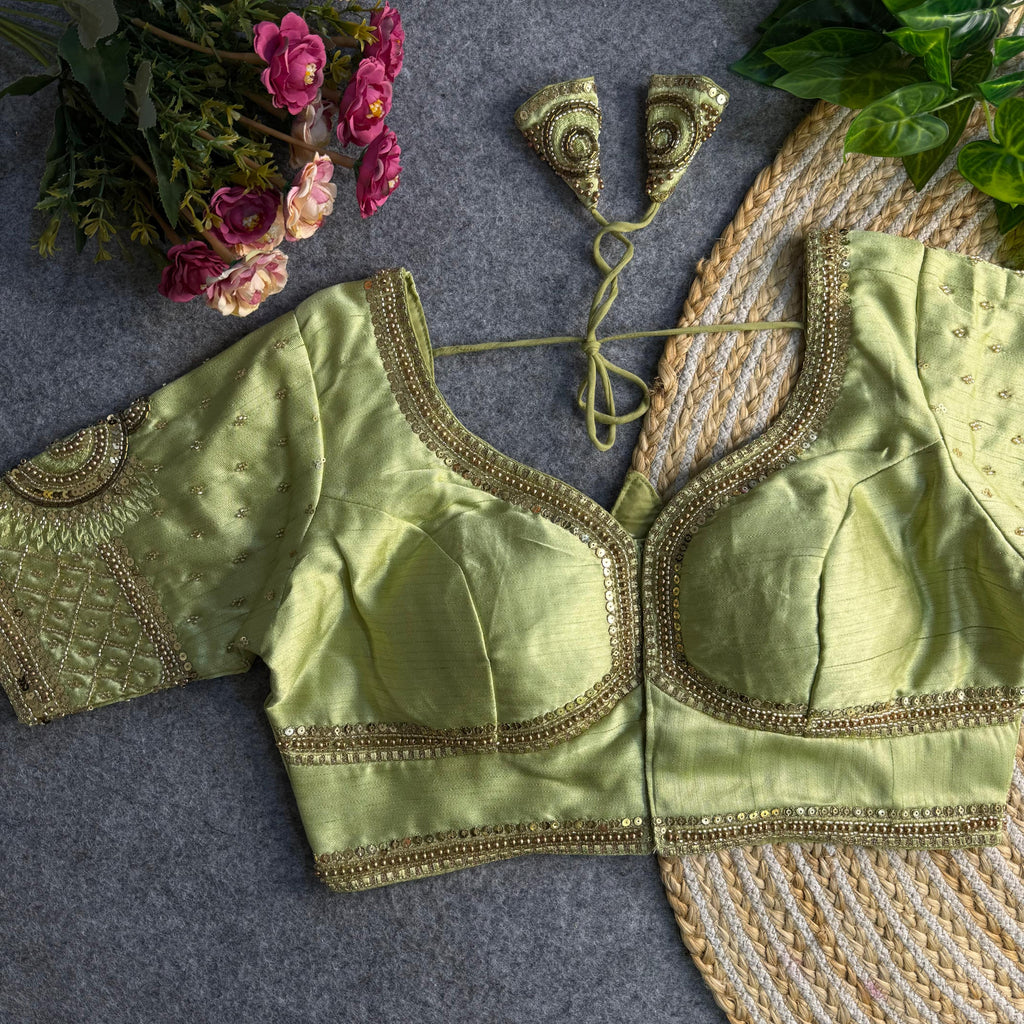 Italian Silk Blouse with Heavy Beads and Sequence Work