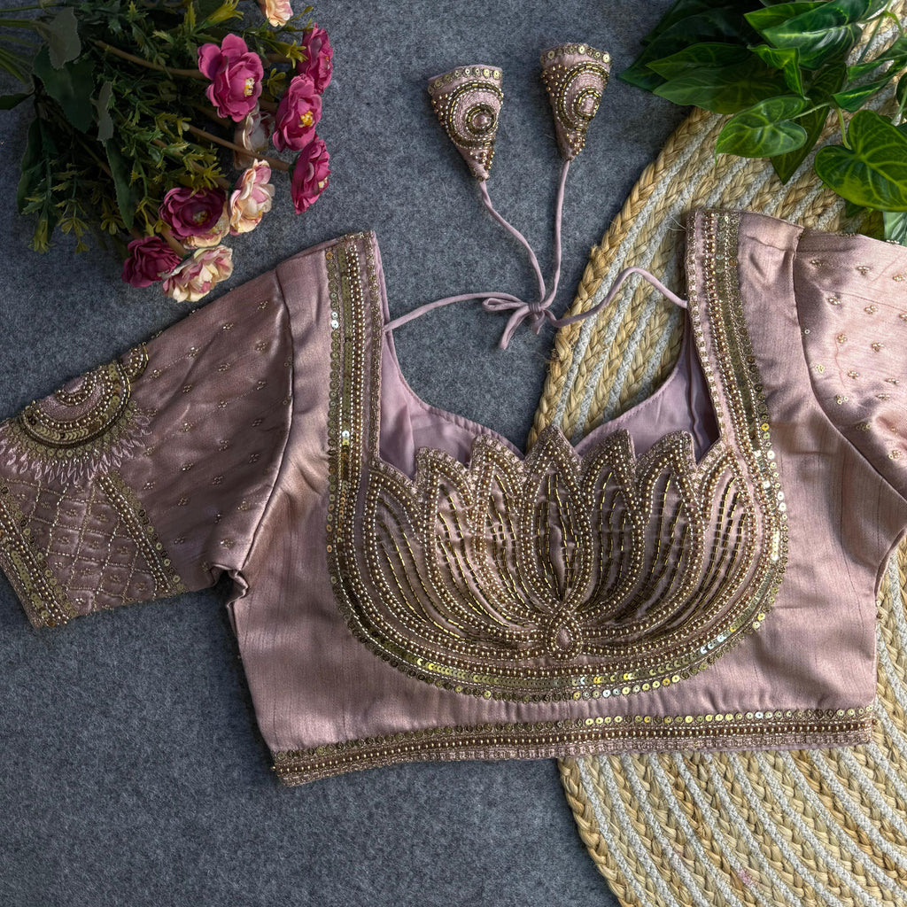 Italian Silk Blouse with Heavy Beads and Sequence Work