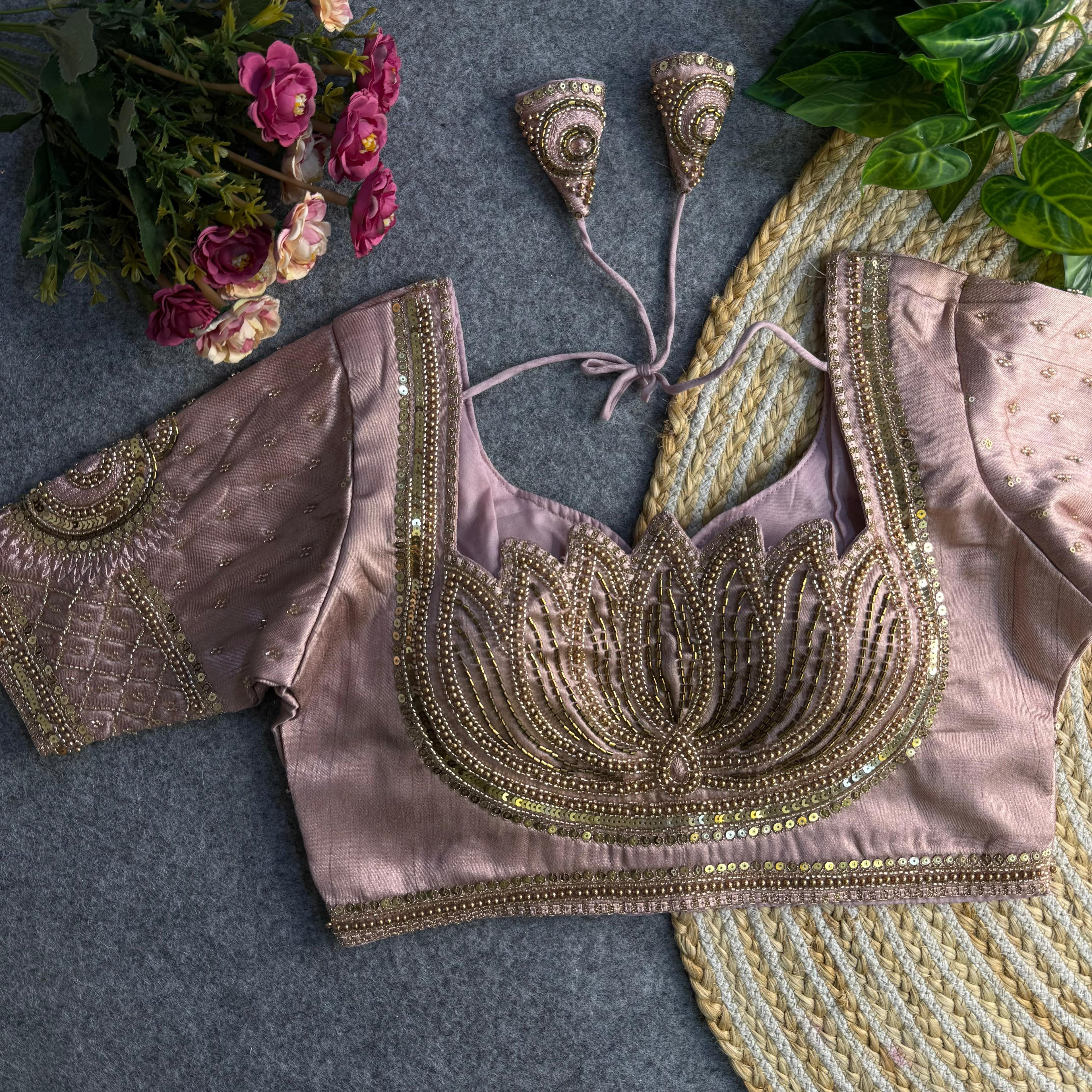 Italian Silk Blouse with Heavy Beads and Sequence Work