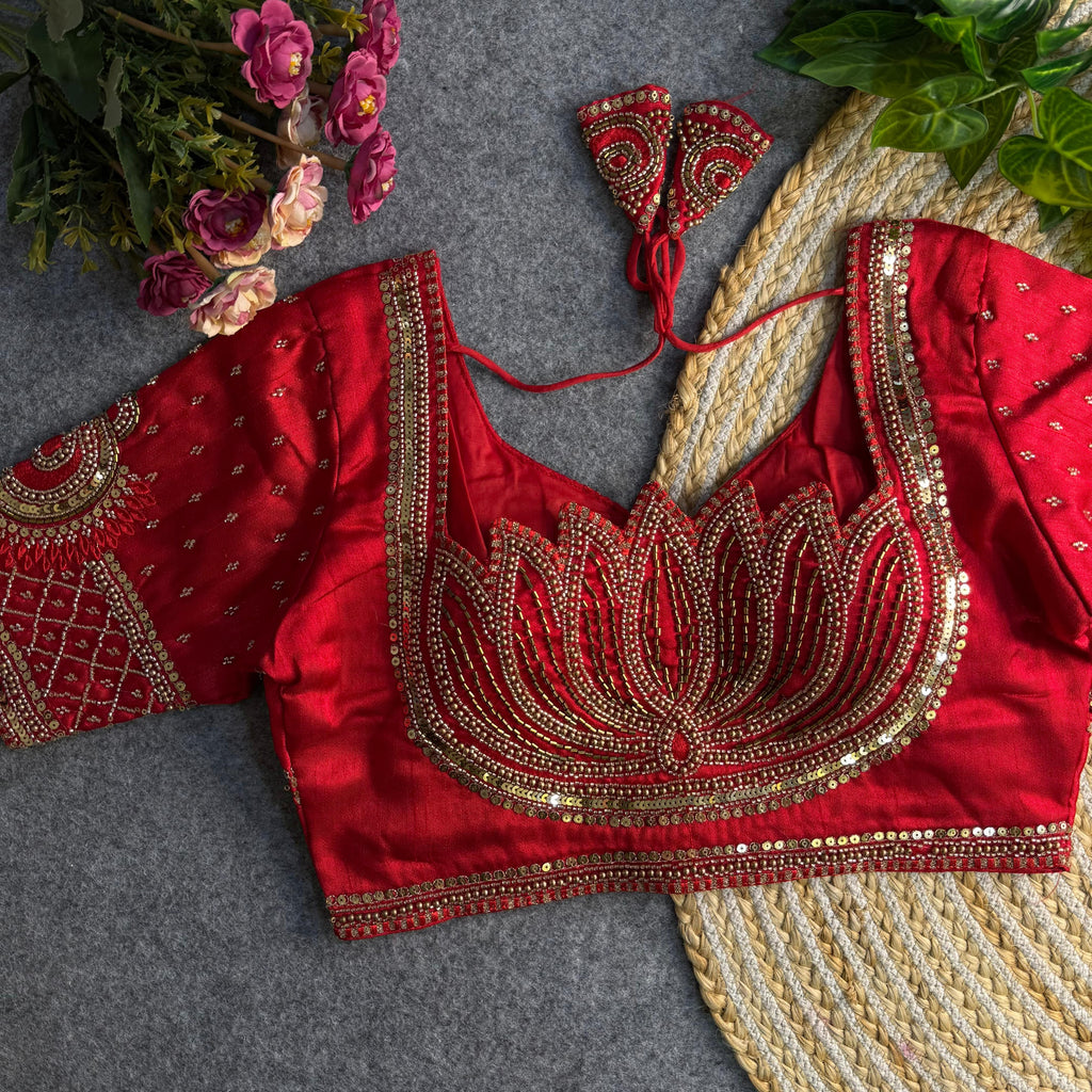 Italian Silk Blouse with Heavy Beads and Sequence Work