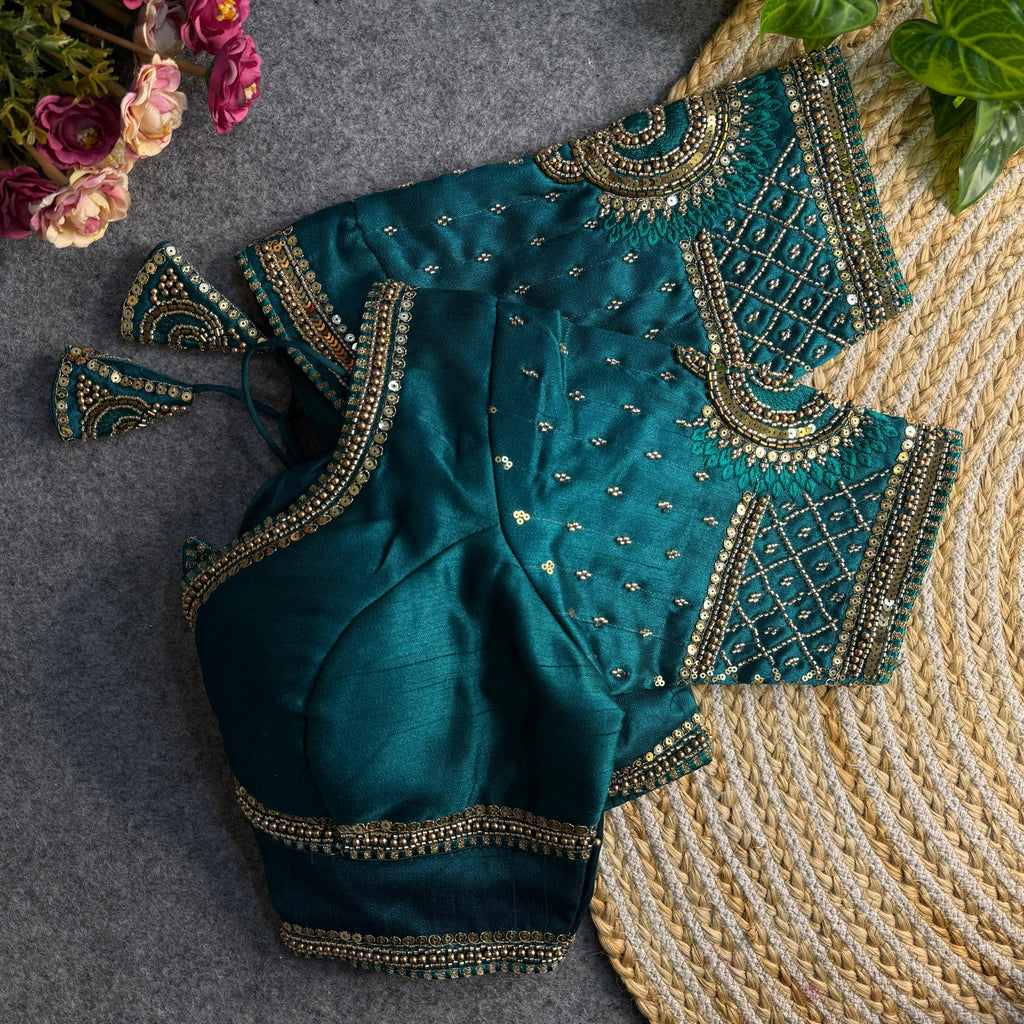 Italian Silk Blouse with Heavy Beads and Sequence Work