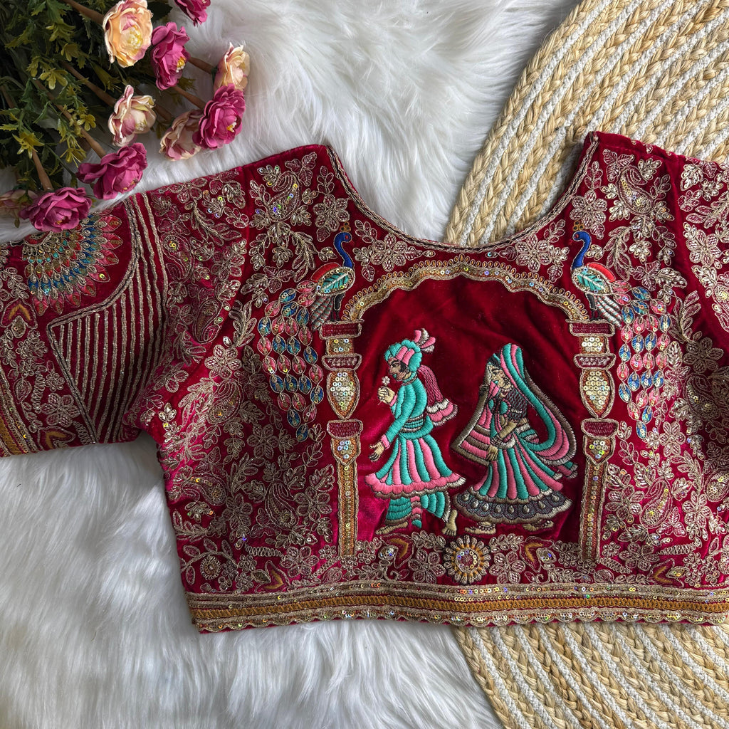 NEW BEAUTIFUL HEAVY STITCH DULHA DULHAN WORK WEDDING BLOUSE