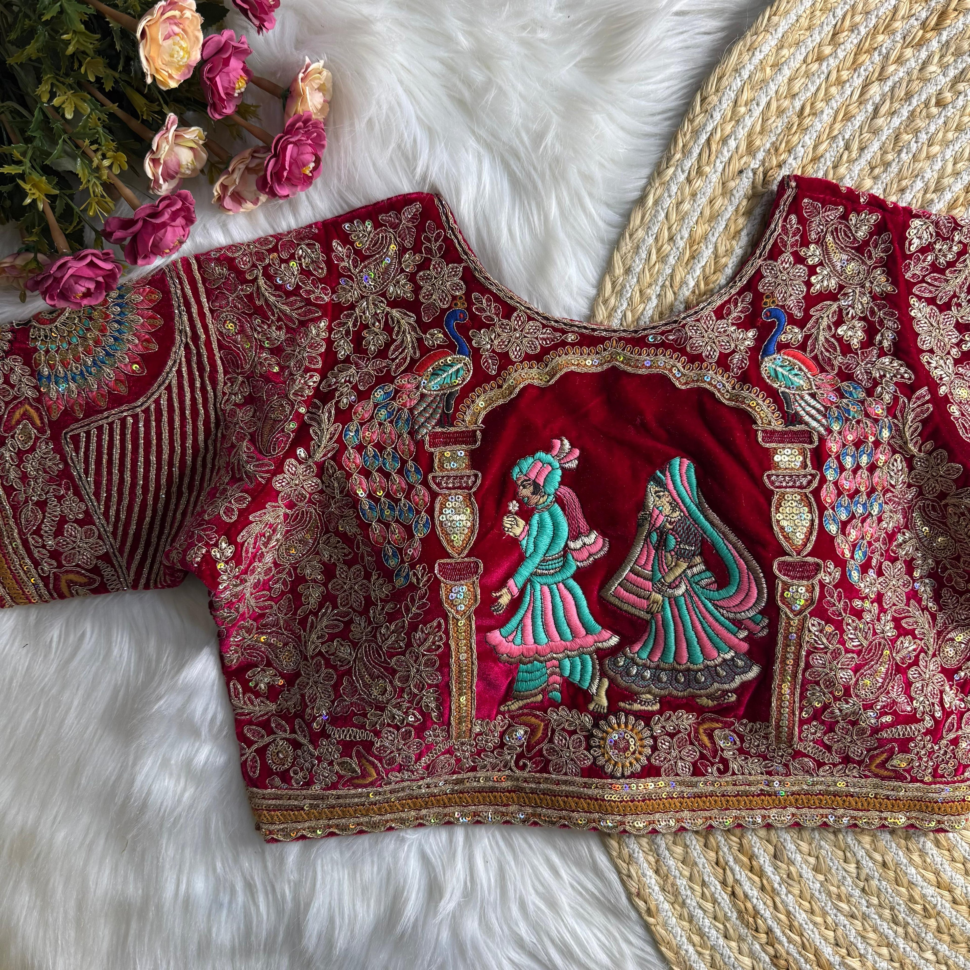 NEW BEAUTIFUL HEAVY STITCH DULHA DULHAN WORK WEDDING BLOUSE