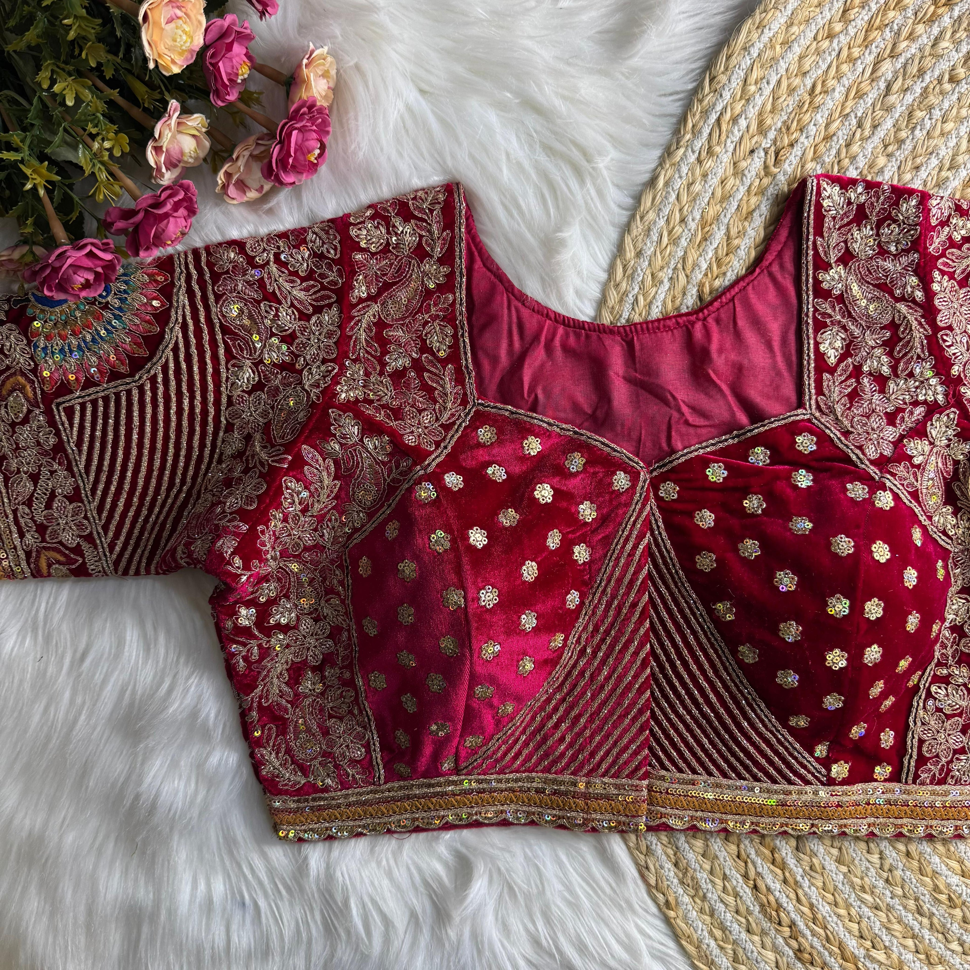 NEW BEAUTIFUL HEAVY STITCH DULHA DULHAN WORK WEDDING BLOUSE