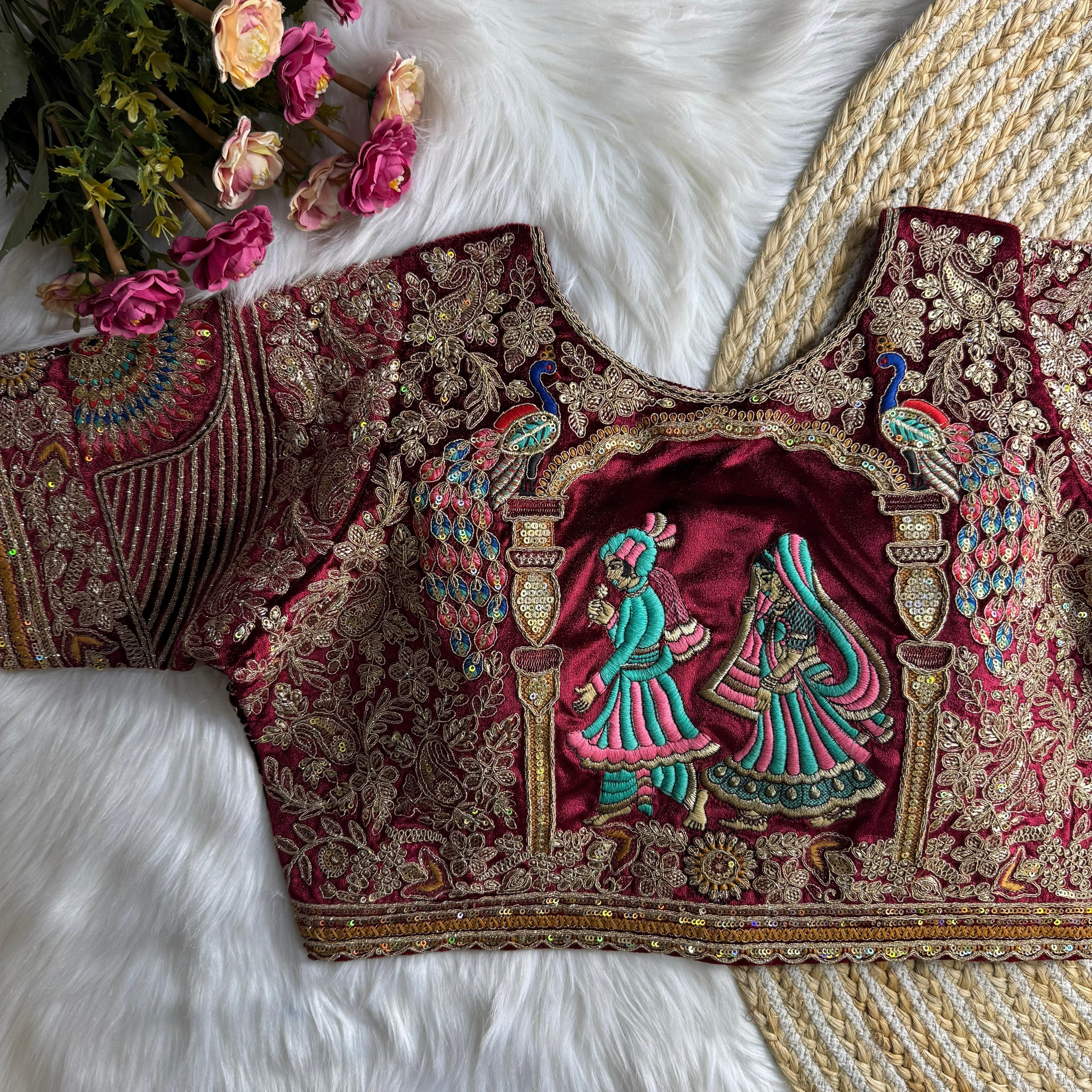 NEW BEAUTIFUL HEAVY STITCH DULHA DULHAN WORK WEDDING BLOUSE