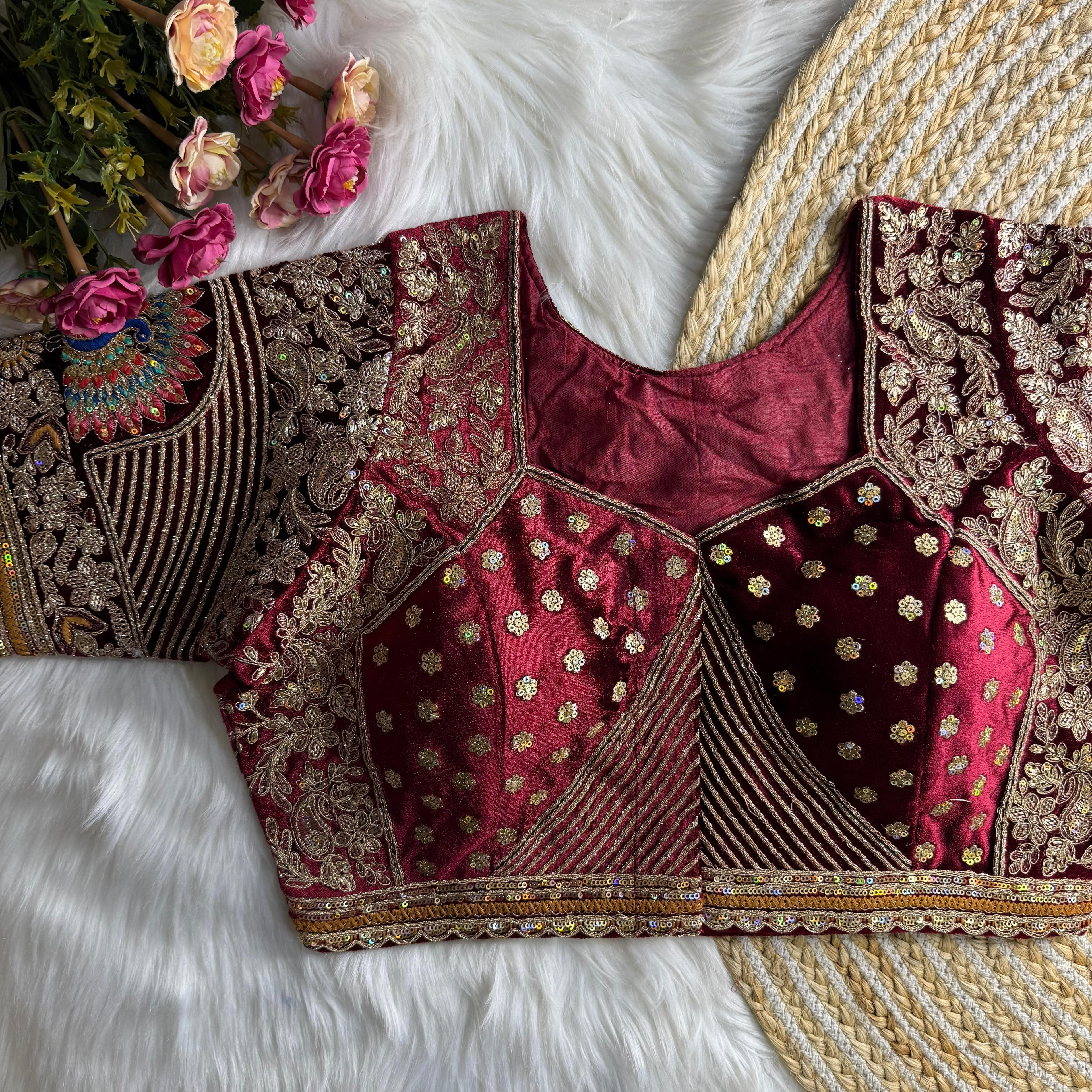 NEW BEAUTIFUL HEAVY STITCH DULHA DULHAN WORK WEDDING BLOUSE