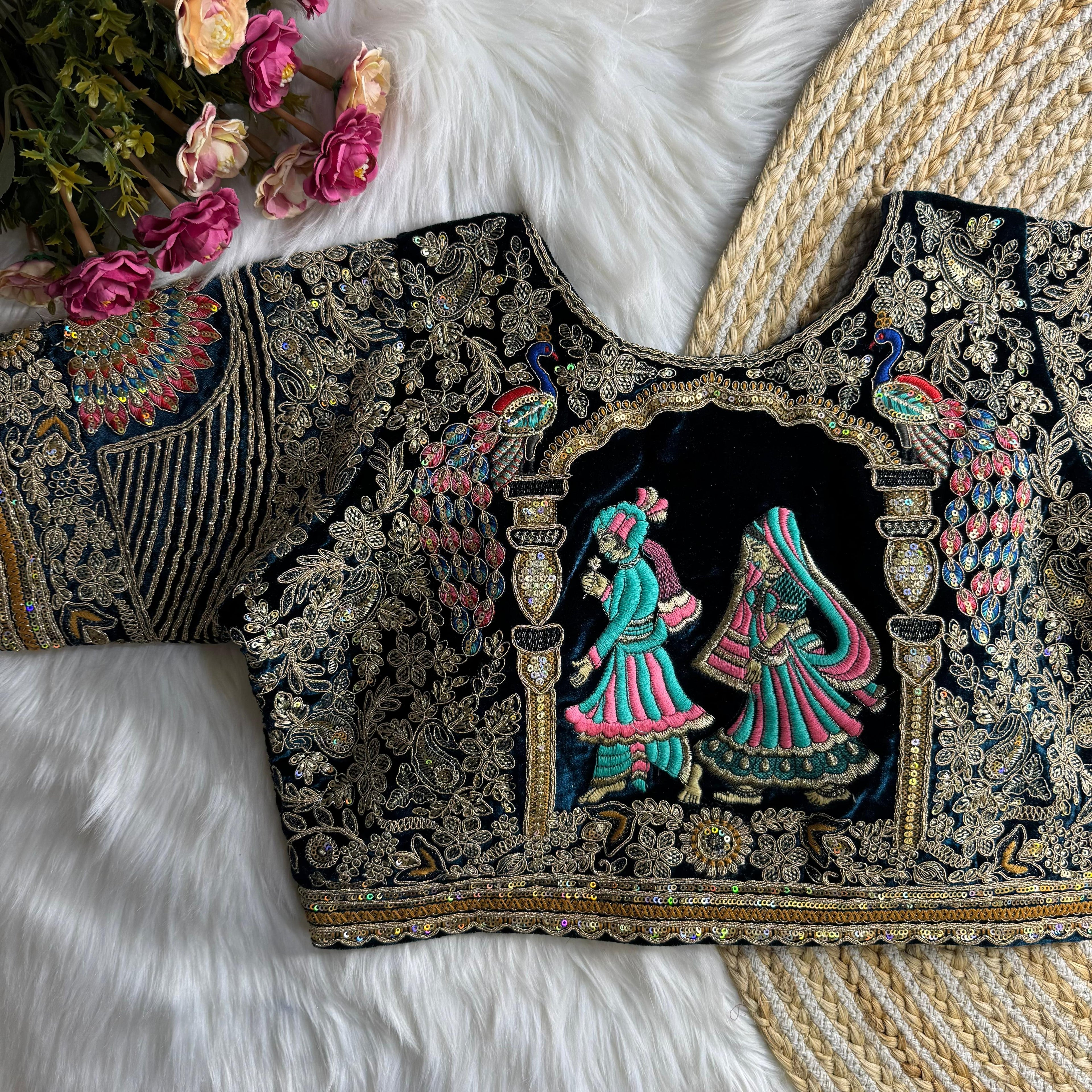 NEW BEAUTIFUL HEAVY STITCH DULHA DULHAN WORK WEDDING BLOUSE