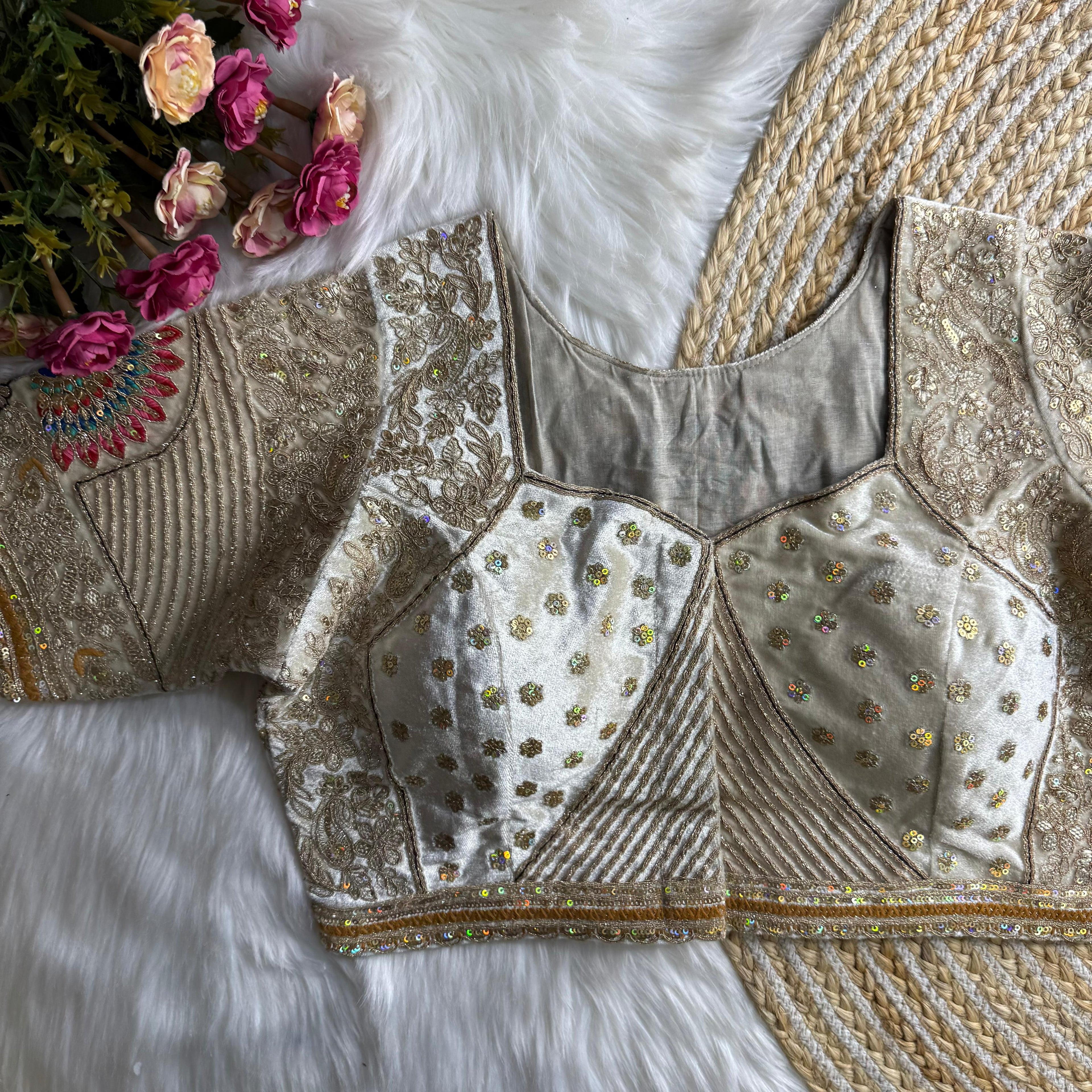 NEW BEAUTIFUL HEAVY STITCH DULHA DULHAN WORK WEDDING BLOUSE