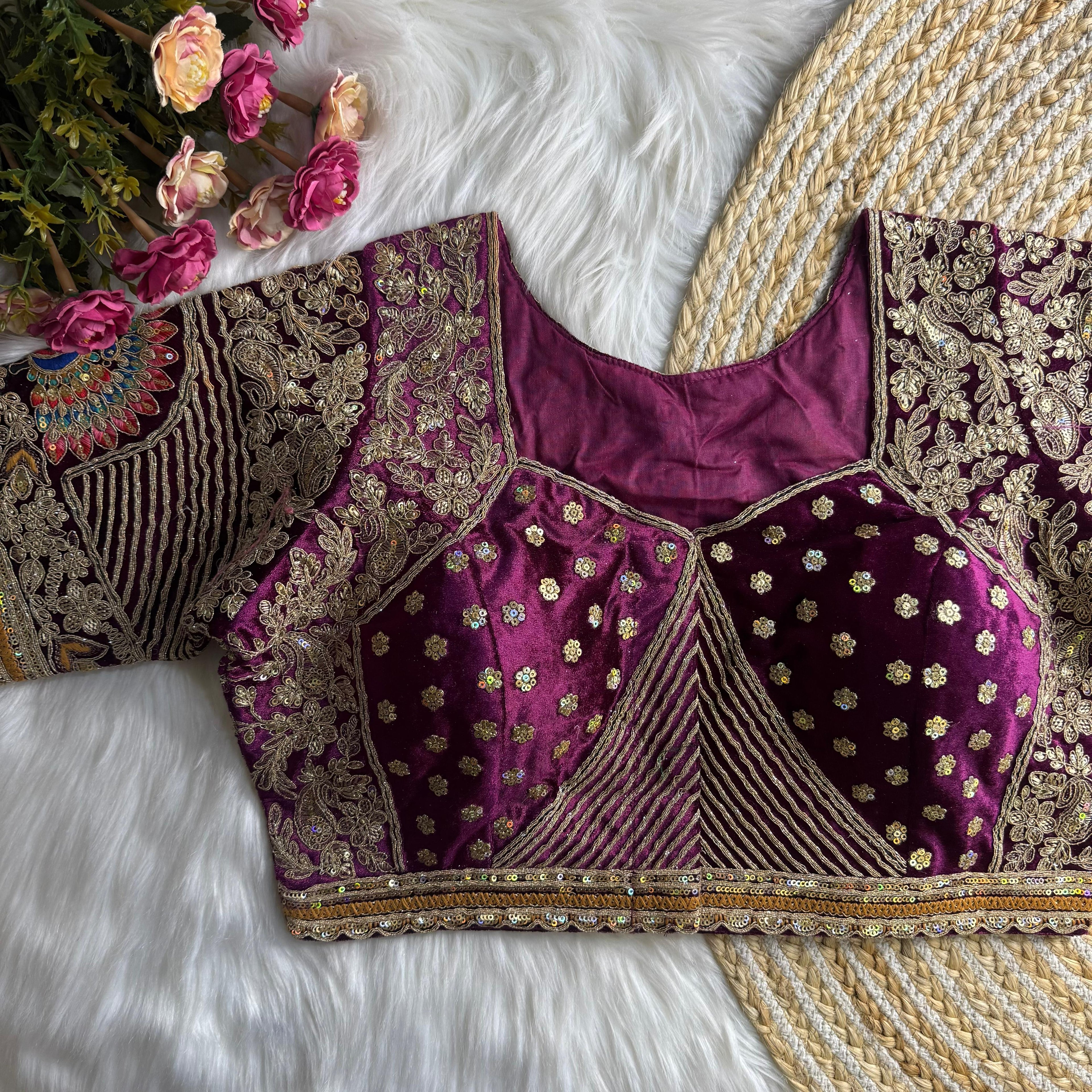 NEW BEAUTIFUL HEAVY STITCH DULHA DULHAN WORK WEDDING BLOUSE