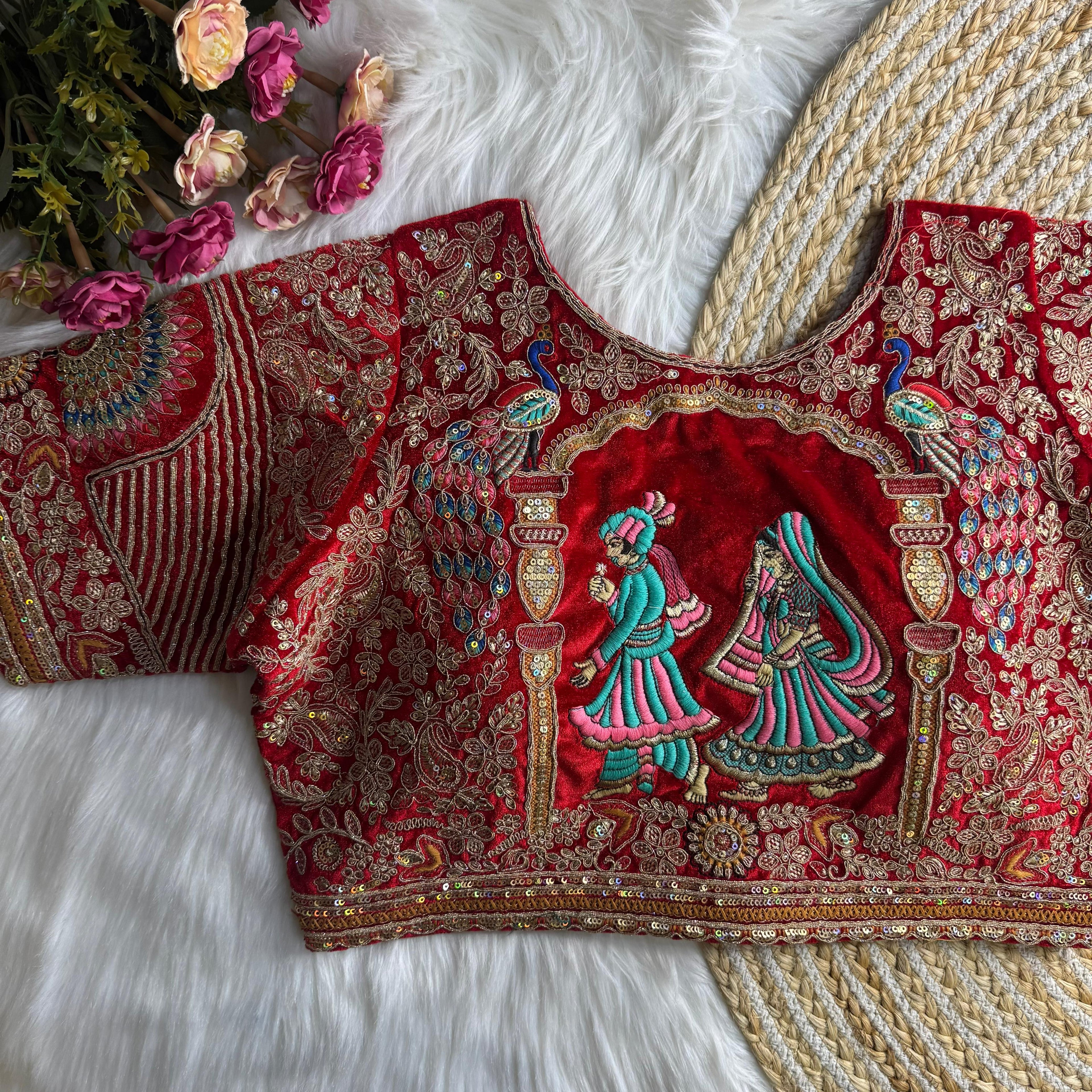 NEW BEAUTIFUL HEAVY STITCH DULHA DULHAN WORK WEDDING BLOUSE