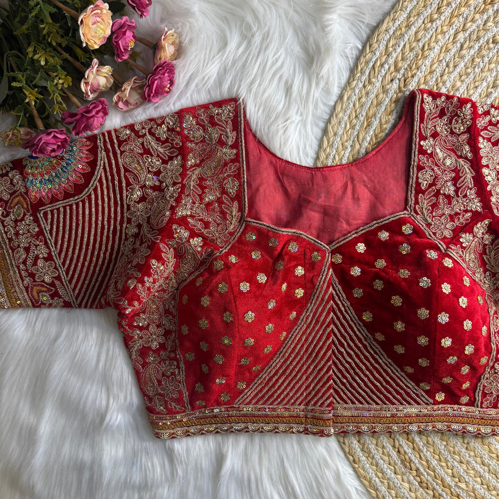 NEW BEAUTIFUL HEAVY STITCH DULHA DULHAN WORK WEDDING BLOUSE