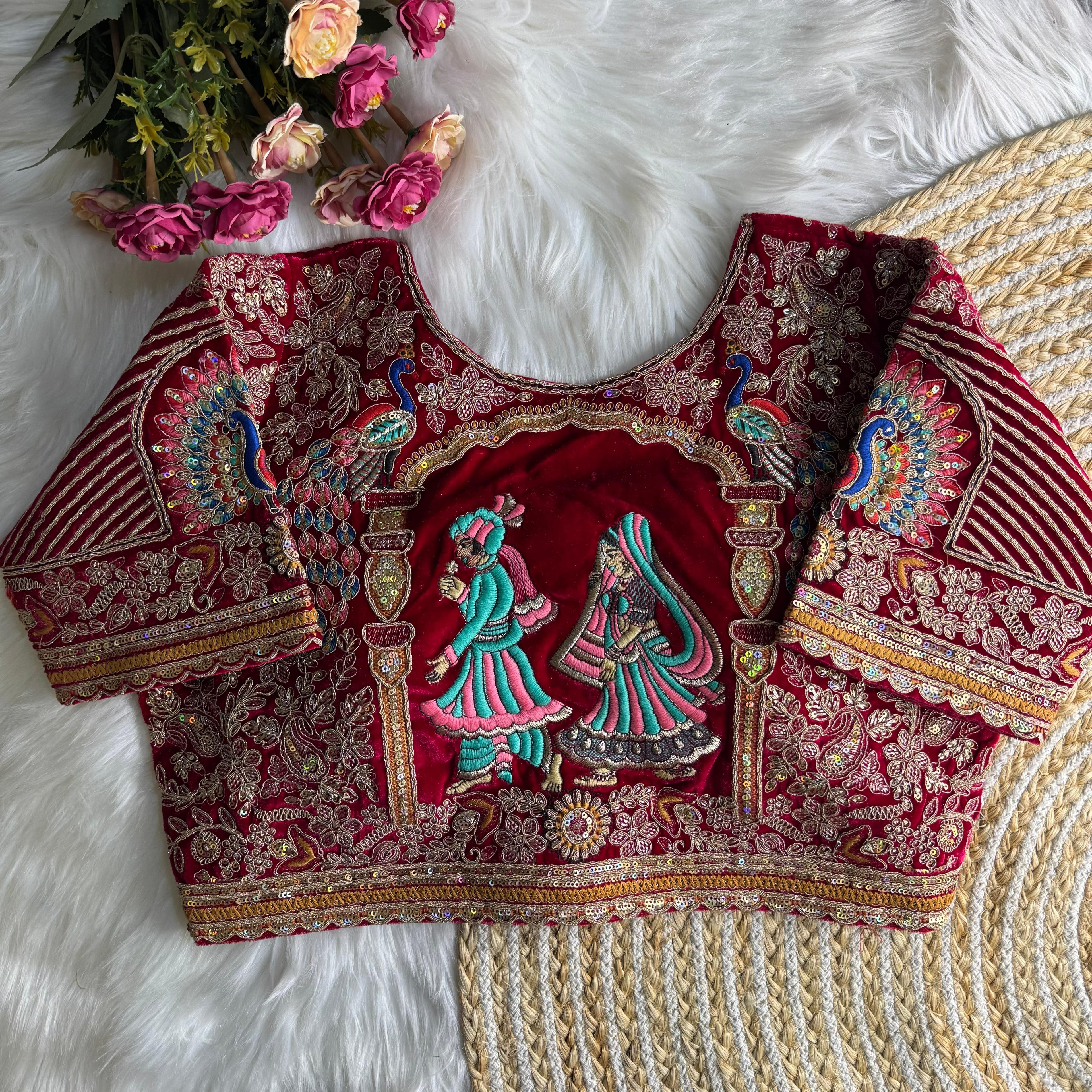 NEW BEAUTIFUL HEAVY STITCH DULHA DULHAN WORK WEDDING BLOUSE