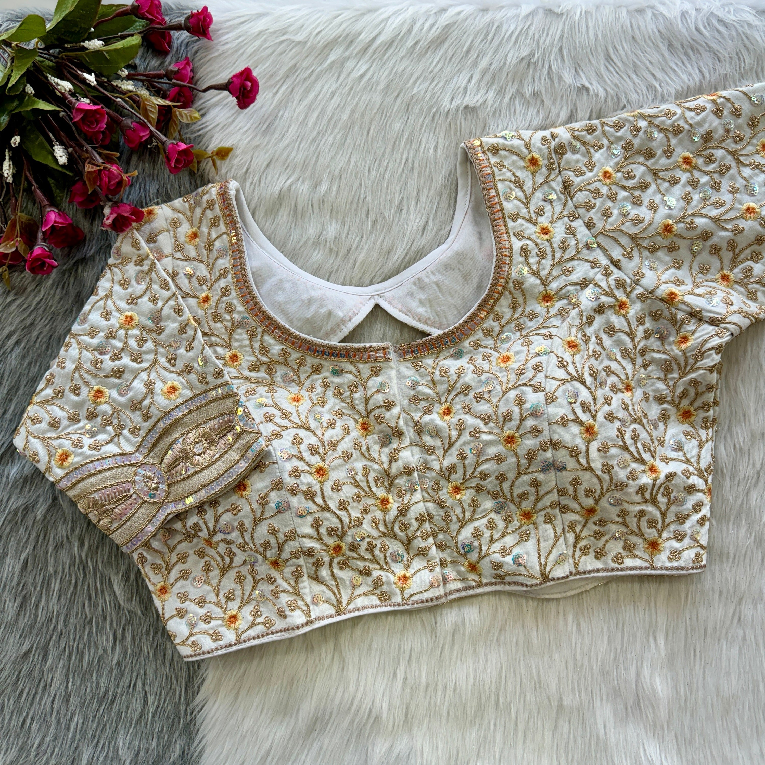 Luxury Heavy Bridal Blouse with Codding Embroidery & 2mm Sequin Work