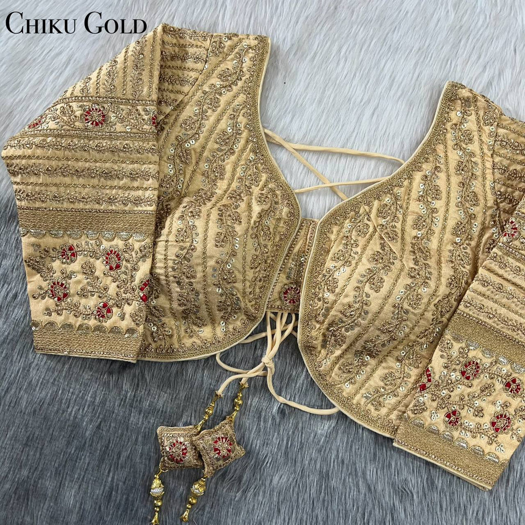 Long Sleeves Backless Heavy Embroidery Bridal Look Blouse