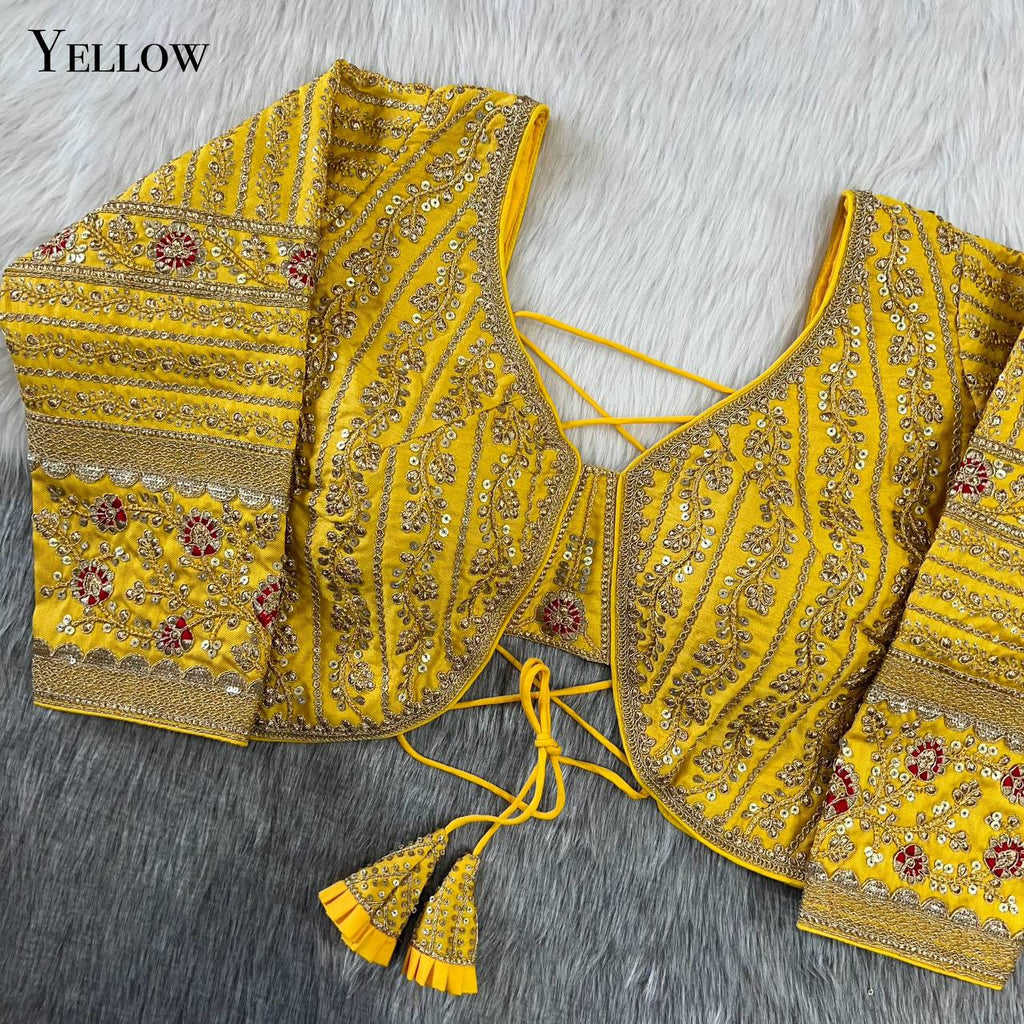 Long Sleeves Backless Heavy Embroidery Bridal Look Blouse