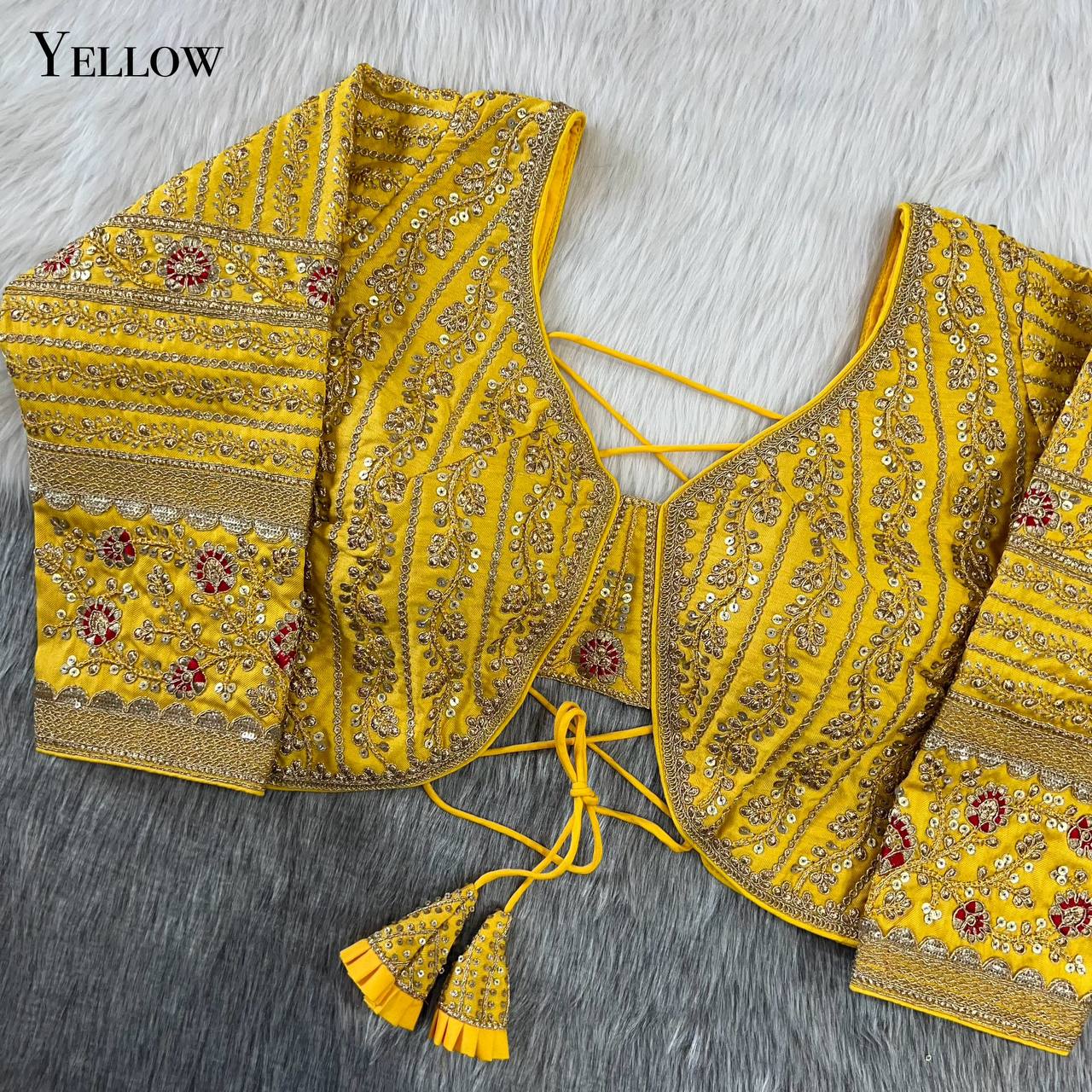 Long Sleeves Backless Heavy Embroidery Bridal Look Blouse